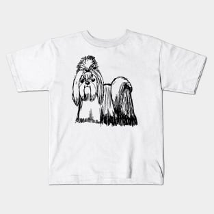 Shih Tzu Dog Sketch Kids T-Shirt